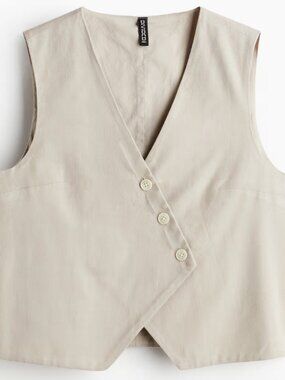 H&M Asymmetric-Front Waistcoat — Beige